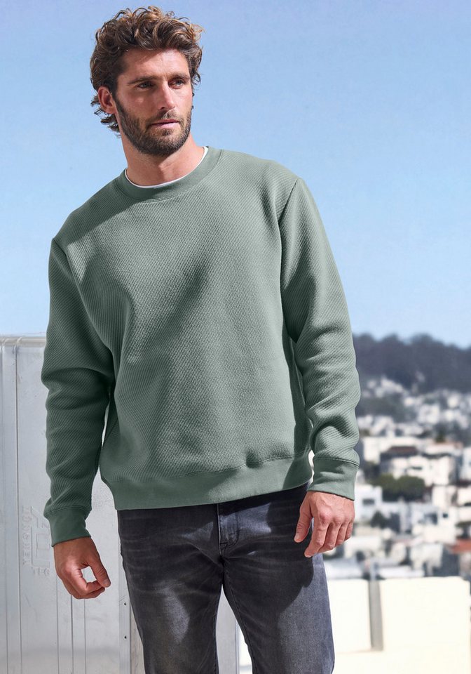 John Devin Sweatshirt Langarm, Pullover mit Struktur, Rundhals, Baumwollmischung – Bild 5 von 5