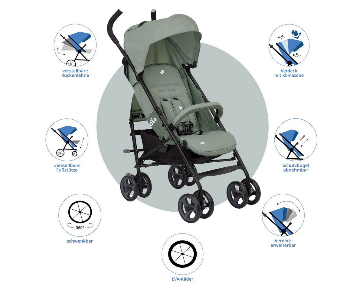 Joie Kinder-Buggy Nitro LX - Laurel, Sportwagen Reisebuggy mit Liegefunktion nur 7,7 kg inkl. Regenschutz – Bild 4 von 5