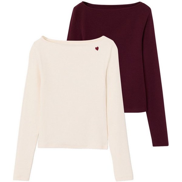 jonen Langarmshirt gerippte Mädchen Shirts 2er-Pack