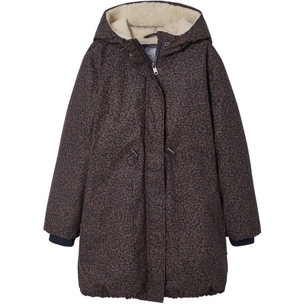 jonen Parka Lange Mädchen Winterjacke mit Leoprint