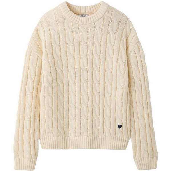 jonen Pullunder Grobstrick-Pullover mit Herz-Stickerei Mädchen