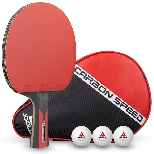 Joola Tischtennisschläger / Schläger-Set "Carbon Speed" inkl. Schlägerhülle und 3 Bälle (5-tlg)