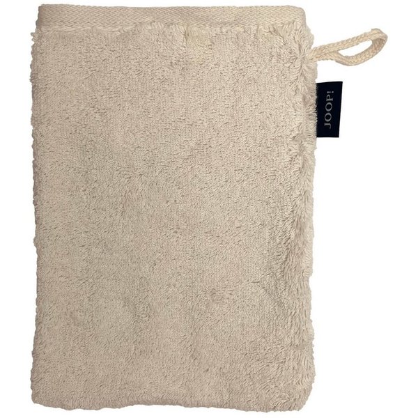 JOOP! Handtuch Waschhandschuh Classic Doubleface Creme 1600 36, Walkfrottier (1-St), Wendeoptik, Logo, Flauschig, Unifarben