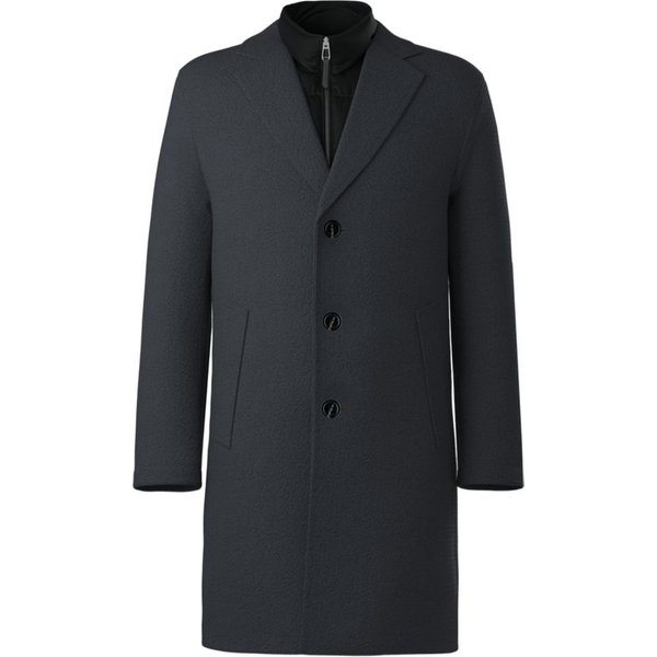 JOOP! Langmantel schwarz,Outdoor,Wolle,Unifarben,Reverskragen,Lang,Regular Fit
