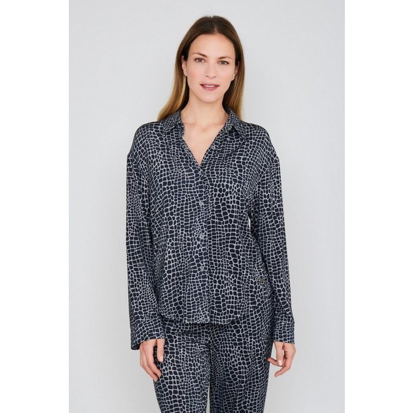 JOOP! Pyjamaoberteil Luxe Modal Printed langärmelig, Modal-Mix, Knöpfe