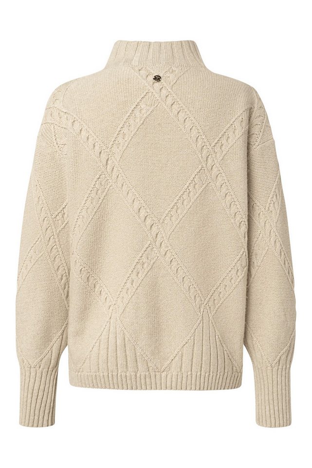 JOOP! Stehkragenpullover Konfia Rautenmuster mit Zopfstrickdetails, Rippbündchen, Kaschmir-Anteil – Bild 2 von 5