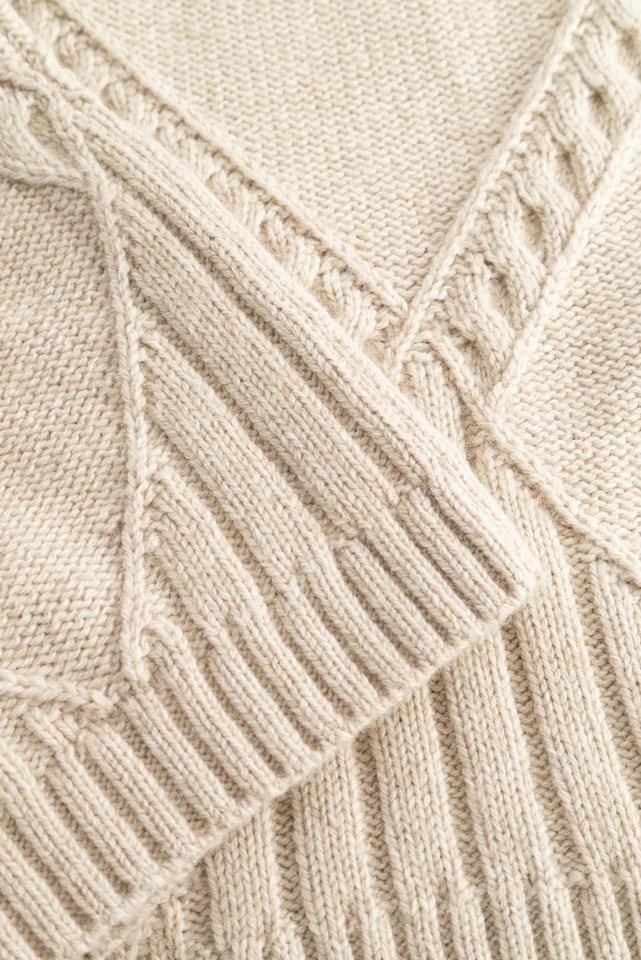 JOOP! Stehkragenpullover Konfia Rautenmuster mit Zopfstrickdetails, Rippbündchen, Kaschmir-Anteil – Bild 3 von 5