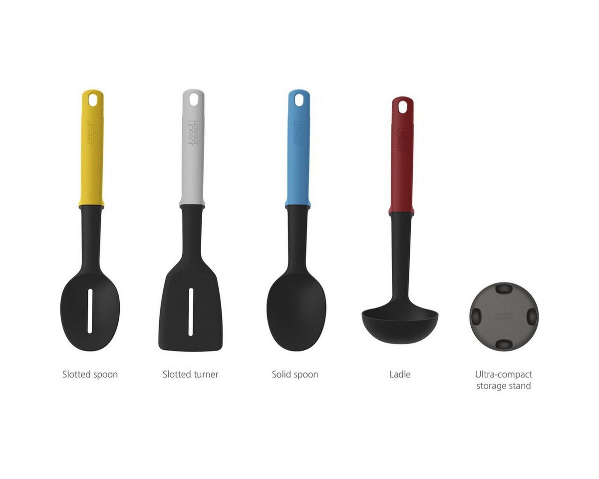 Joseph Joseph Kochbesteckhalter Elevate Slim Küchenhelfer Set mit Halter – 4-teilig, platzsparend, (1x Suppenkelle, 1x Schlitzlöffel, 1x Schlitzwender, 1x Servi – Bild 3 von 5