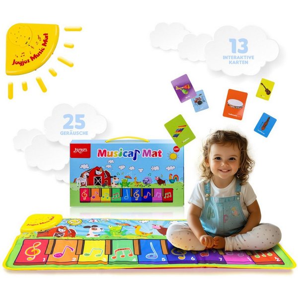 JoyJoz Spielmatte (Elektronische Klaviermatte, Tanzmatte für Kinder), mit 25 Geräuschen und 13 Karten – Spielspaß und Lernen in Einem