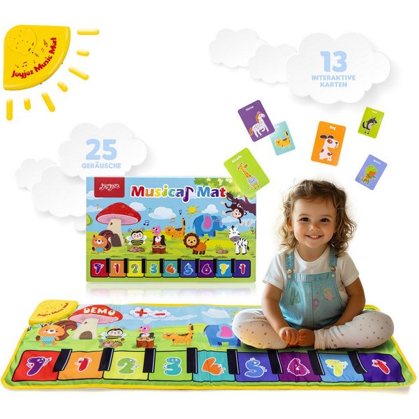 JoyJoz Spielmatte (Elektronische Klaviermatte, Tanzmatte für Kinder), mit 25 Geräuschen und 13 Karten – Spielspaß und Lernen in Einem