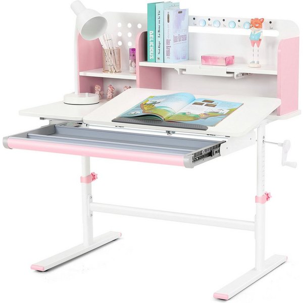 JOYLDIAS Kinderschreibtisch mit Bücherregal, Schubladen und Haken – höhenverstellbar & neigbar (1-St), Studiertisch, Schreibtisch, multifunktionaler Schülerschr
