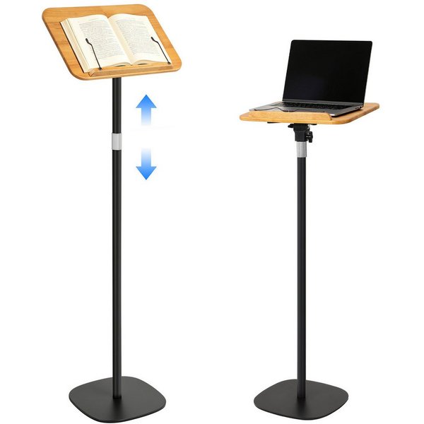 JOYOLEDER Buchstütze Buchständer Höhenverstellbar 50-130cm, Holz Leseständer mit Elastische (Seitenclips, Kochbuchhalter Buch Halterung, zum Lesen für Noten Rez