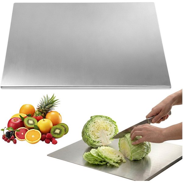 JOYOLEDER Schneidebrett Arbeitsplatte Knetbrett Edelstahl 50x40 cm - Für Kneten, Schneiden, (Backen - Küchenplatte mit Anschlagkante - Auch als Nudelbrett, Back