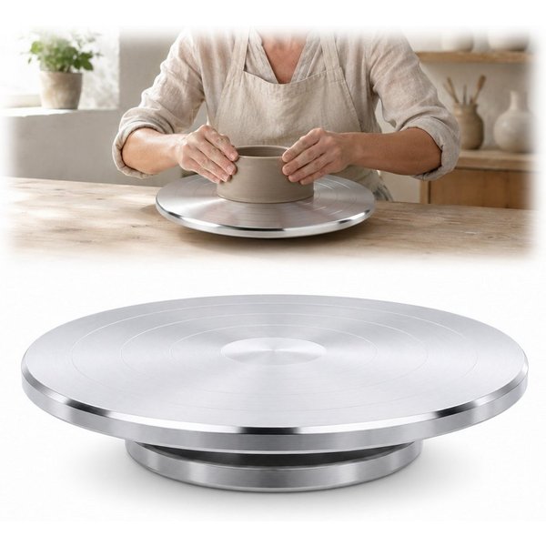 JOYOLEDER Tortenplatte 25 cm Drehbare Töpferscheibe, Doppelseitiges Töpferrad, (Aluminiumlegierung Hochleistungsmetall-Banding-Rad, zum manuellen Drehen)