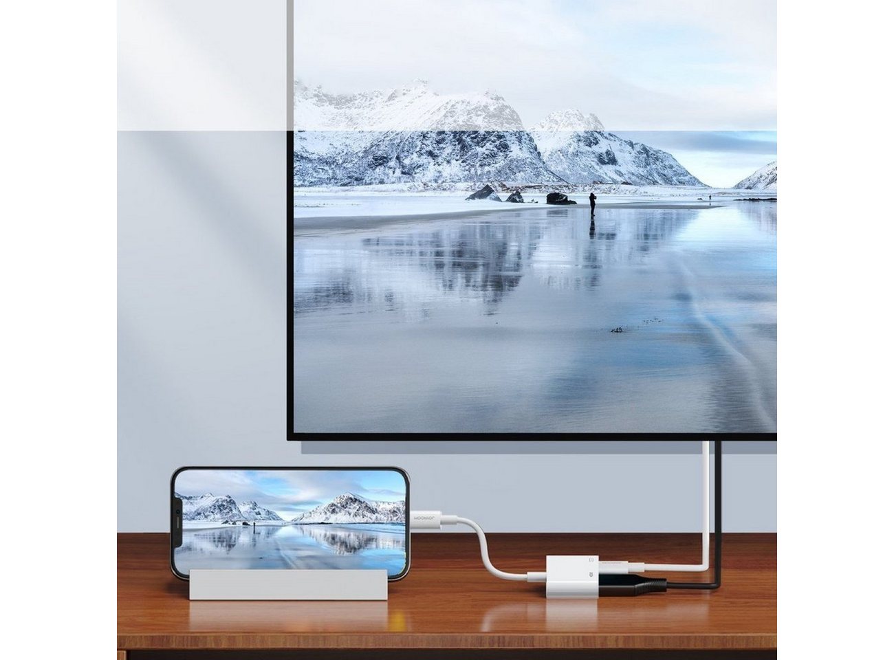 JOYROOM Adapter iPhone auf digitales HDMI + iPhone FullHD 1080p 60Hz weiß HDMI-Adapter – Bild 4 von 5