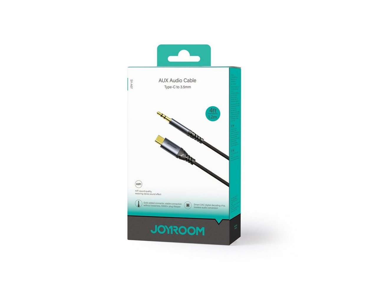 JOYROOM Audiokabel AUX 3,5 mm Miniklinke – USB-C für Telefon 1,2 m schwarz Audio- & Video-Kabel – Bild 2 von 5