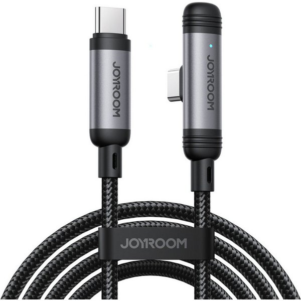 JOYROOM EnjoyX USB-Kabel, (200 cm), 60W Ladekabel 1,2 m, USB-C zu USB-C, 90° Stecker, Nylon, Schwarz