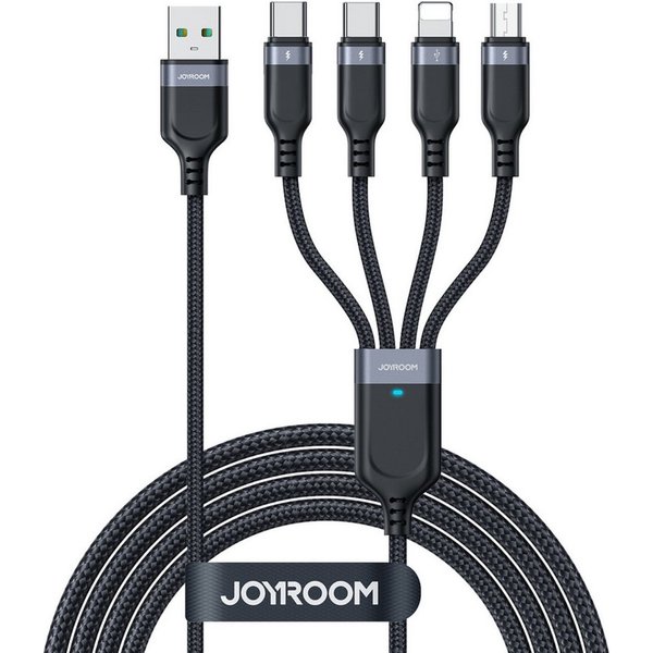 JOYROOM Multi-Use USB-Kabel, USB-A, Lightning, USB-C, Micro-USB, 4-in-1 Ladekabel mit Lightning, 2x USB-C & Micro-USB