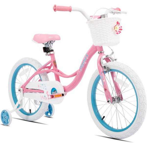 JOYSTAR Kinderfahrrad Mädchen‑Kinderfahrrad Stützrädern & Bremse für Spiel & Freizeit 2‑9 J., mit Stützräder, Handbremse und Korb, Geschenke für Prinzessinnen