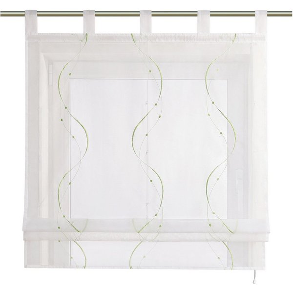 Joyswahl Raffrollo halbtransparent, Voile Raffgardine bestickt mit Wellenmuster, mit Schlaufen, Gardinenstange, modern elegant minimalistisch, modern elegant mi