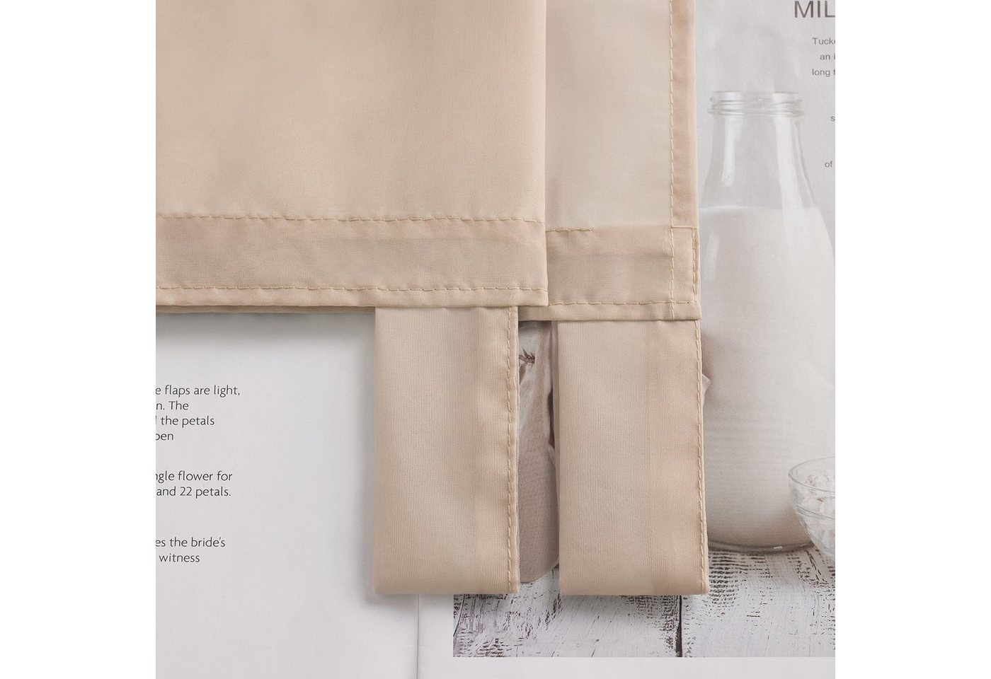 Joyswahl Raffrollo mit Bändern, luftiges Fensterrollo, in vielen Farben zur Auswahl, mit Schlaufen, Bändchen am Saum, Uni Vorhänge Modern Voile, Küche – Bild 5 von 5