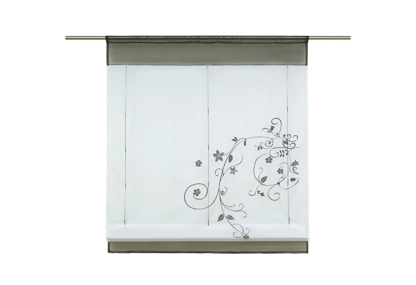 Joyswahl Raffrollo mit Blumenmotiv, Fensterrollo wählbar in Rot & Grau, mit Stangendurchzug, Voile Raffgardinen mit Blumen-Stickerei Tunnelzug, Küche – Bild 2 von 5