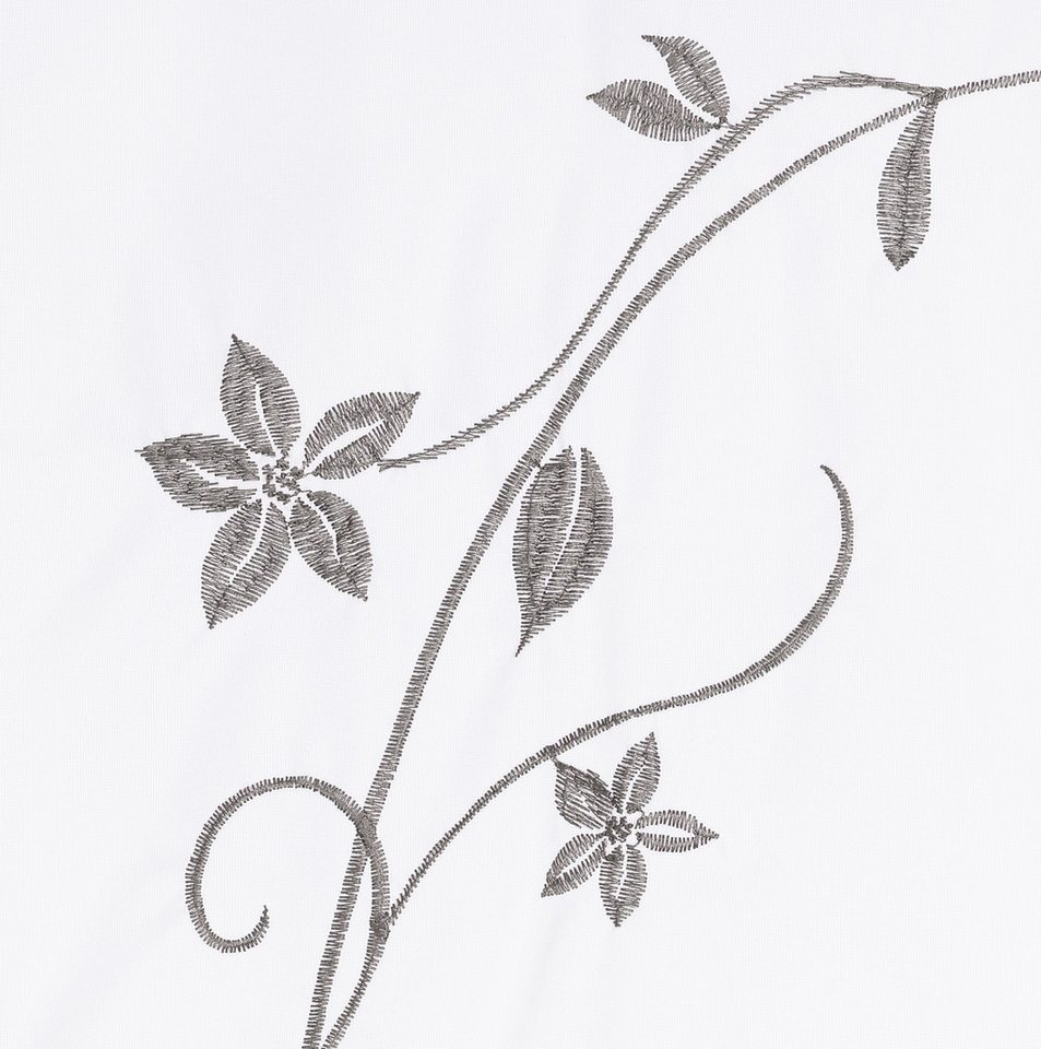 Joyswahl Raffrollo mit Blumenmotiv, Fensterrollo wählbar in Rot & Grau, mit Stangendurchzug, Voile Raffgardinen mit Blumen-Stickerei Tunnelzug, Küche – Bild 3 von 5