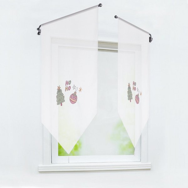 Joyswahl Scheibengardine (1 St), Stangendurchzug, transparent, Voile, Panneaux mit Weihnachtsbaum-Stickerei