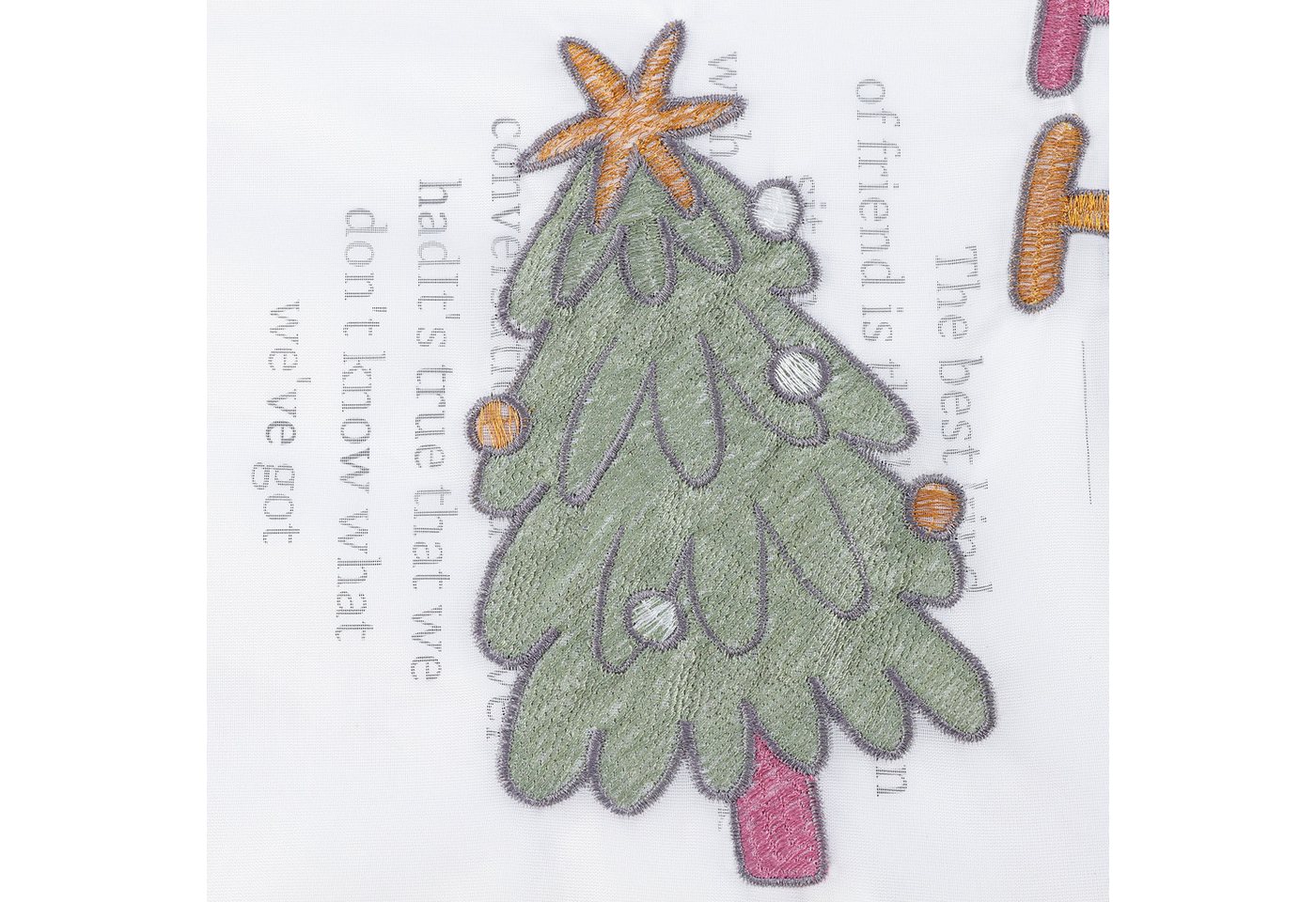 Joyswahl Scheibengardine (1 St), Stangendurchzug, transparent, Voile, Panneaux mit Weihnachtsbaum-Stickerei – Bild 4 von 5