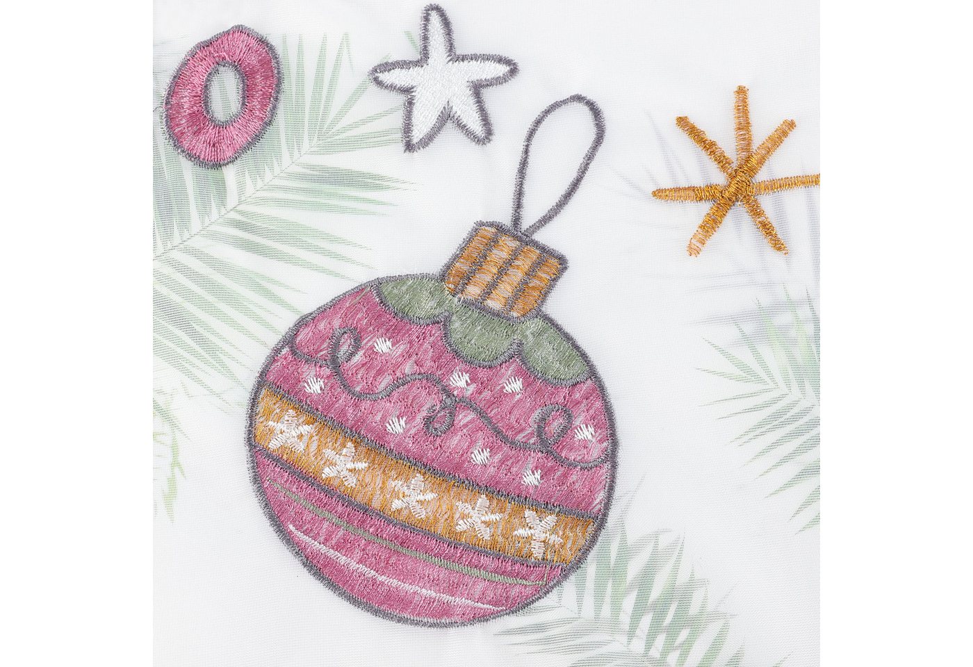 Joyswahl Scheibengardine (1 St), Stangendurchzug, transparent, Voile, Panneaux mit Weihnachtsbaum-Stickerei – Bild 5 von 5