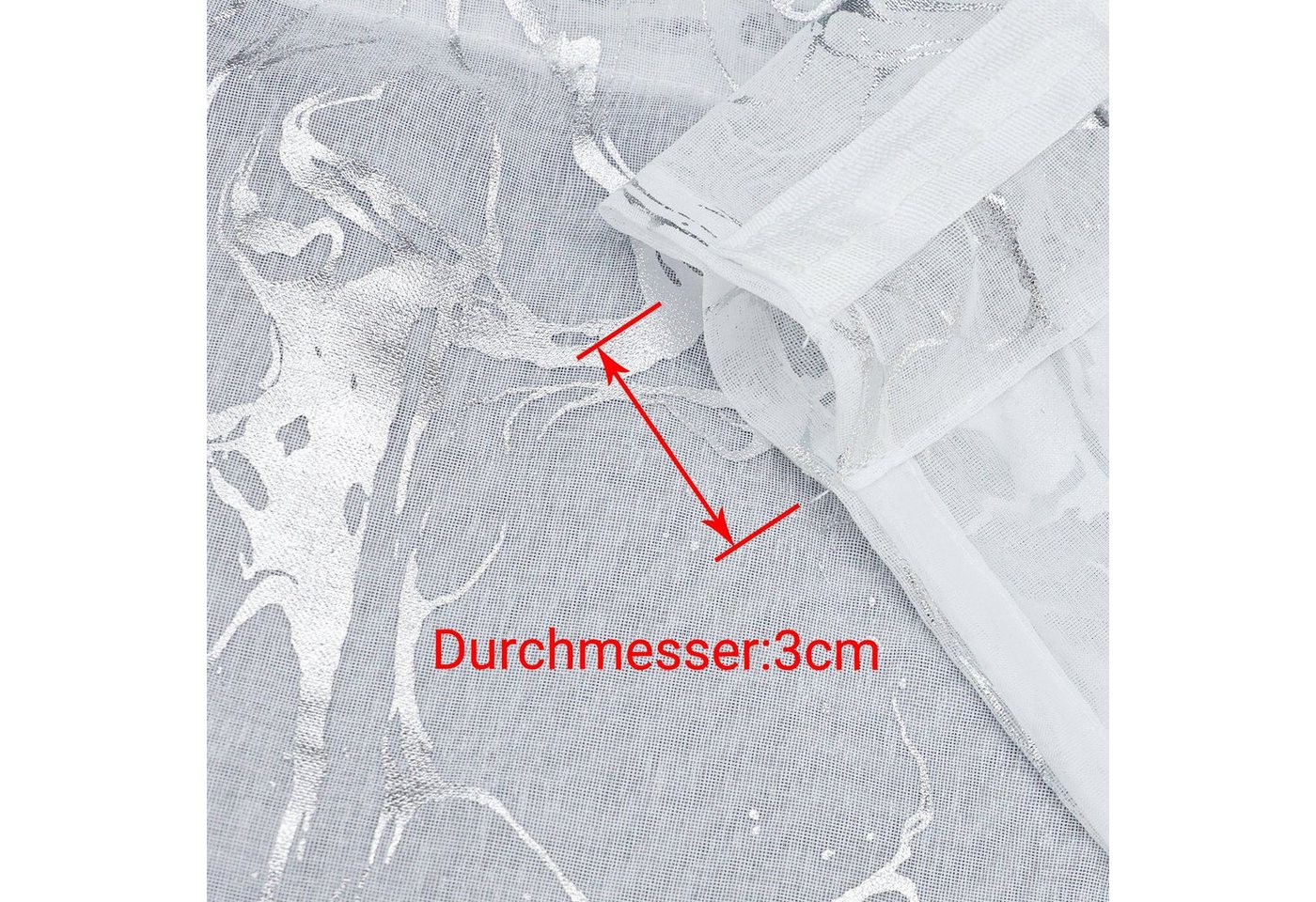 Joyswahl Scheibengardine Alice (2 St), Stangendurchzug, transparent, zweilagiges mit glänzendem Marmormuster, Küche – Bild 3 von 5