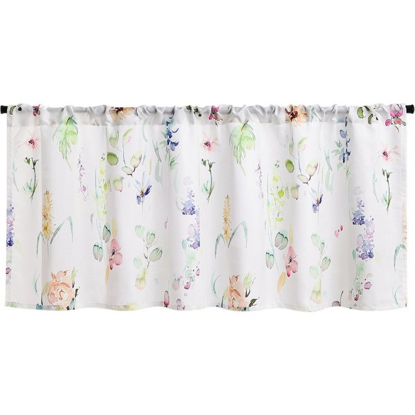 Joyswahl Scheibengardine dekorative Bistrogardine, Kurzgardine mit Wasserfarben‑Blumenprint (1 St), Stangendurchzug, blickdicht, Vintage Kurzgardine mit Blumenm
