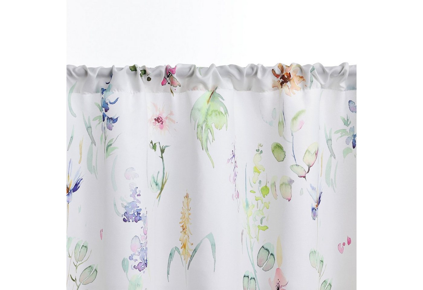 Joyswahl Scheibengardine dekorative Bistrogardine, Kurzgardine mit Wasserfarben‑Blumenprint (1 St), Stangendurchzug, blickdicht, Vintage Kurzgardine mit Blumenm – Bild 4 von 5