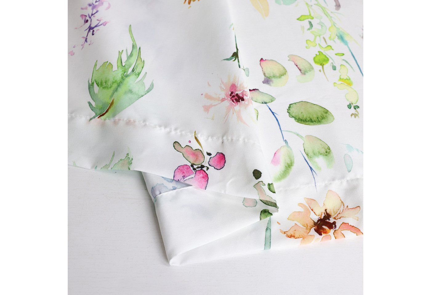 Joyswahl Scheibengardine dekorative Bistrogardine, Kurzgardine mit Wasserfarben‑Blumenprint (1 St), Stangendurchzug, blickdicht, Vintage Kurzgardine mit Blumenm – Bild 5 von 5