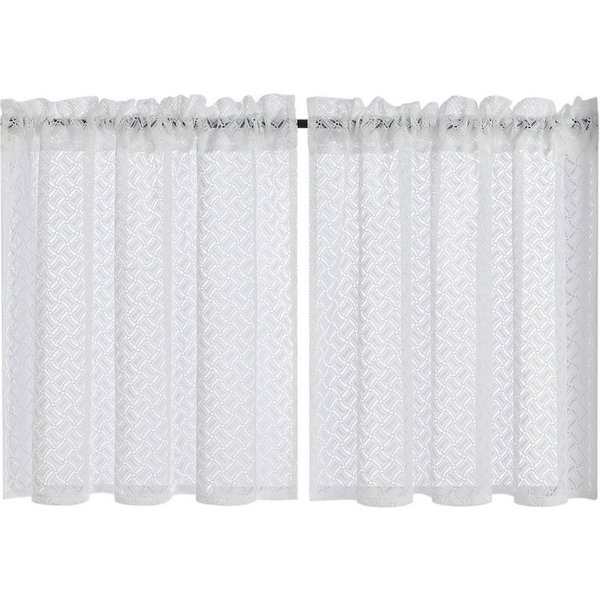 Joyswahl Scheibengardine Karo Kurzstore Bistrogardine im Vintage-Stil (2 St), Stangendurchzug, transparent, Jacquard, Rautenmuster, lichtdurchlässig für Küche,