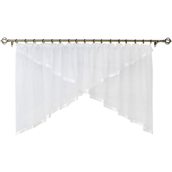 Joyswahl Scheibengardine Kuvertstore mit Satinband im klassischen Design (2 St), Kräuselband, transparent, Voile, Uni mit Bogenform für Küche, Esszimmer und Woh