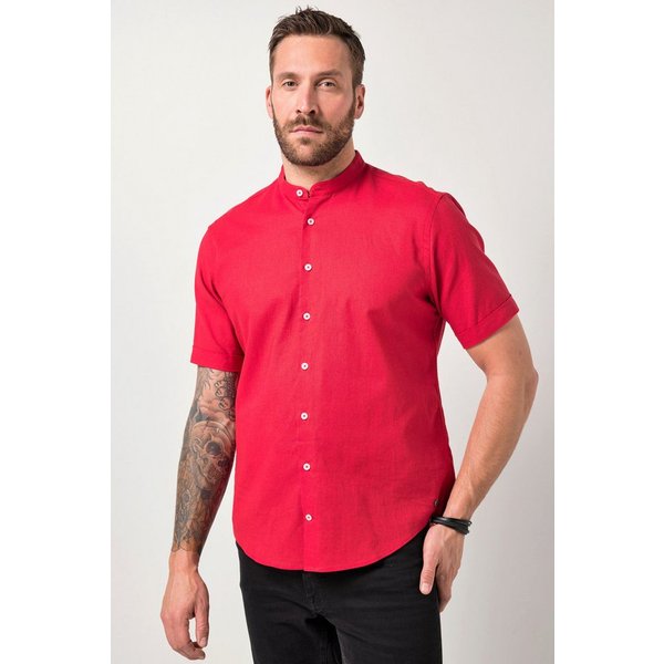 JP1880 Kurzarmhemd Hemd Halbarm Leinenmix Stehkragen Modern Fit