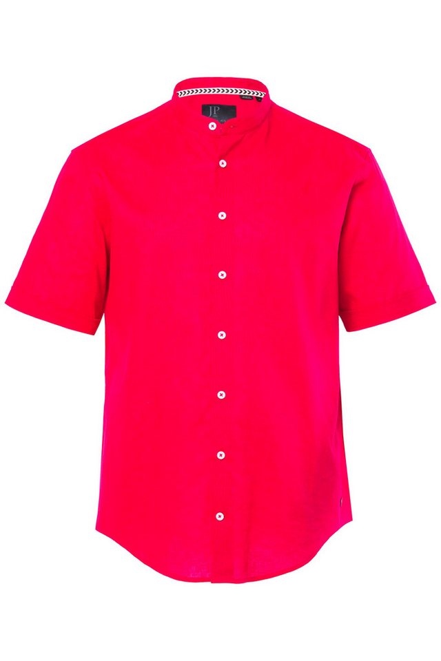 JP1880 Kurzarmhemd Hemd Halbarm Leinenmix Stehkragen Modern Fit – Bild 2 von 3