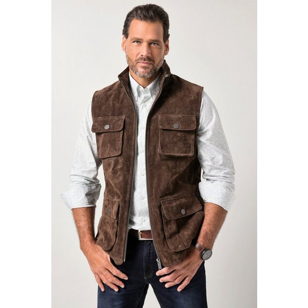 JP1880 Steppweste Lederweste Leder kerniges Pig-Split Veloursleder