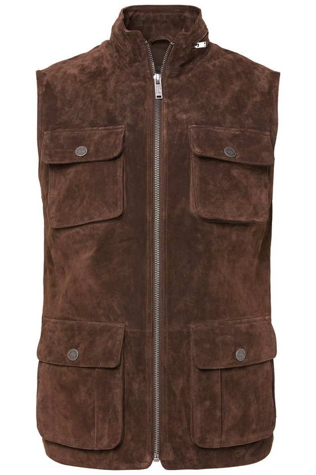 JP1880 Steppweste Lederweste Leder kerniges Pig-Split Veloursleder – Bild 3 von 5