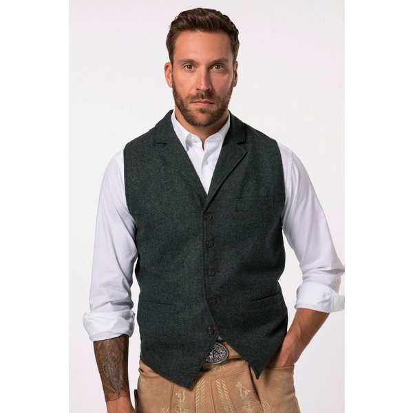 JP1880 Steppweste Tweed-Weste FLEXNAMIC® Revers Strickrücken
