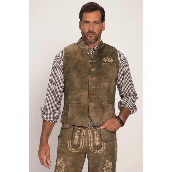 JP1880 Steppweste Weste Ziegen Veloursleder Tracht Stehkragen