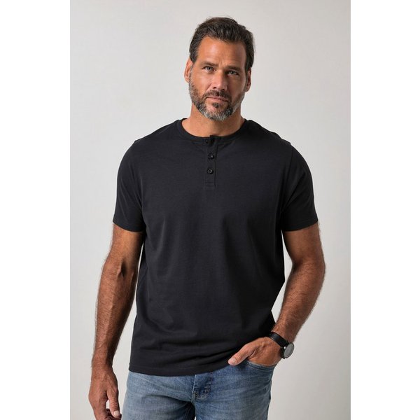 JP1880 T-Shirt Henley Basic Knopfleiste Halbarm