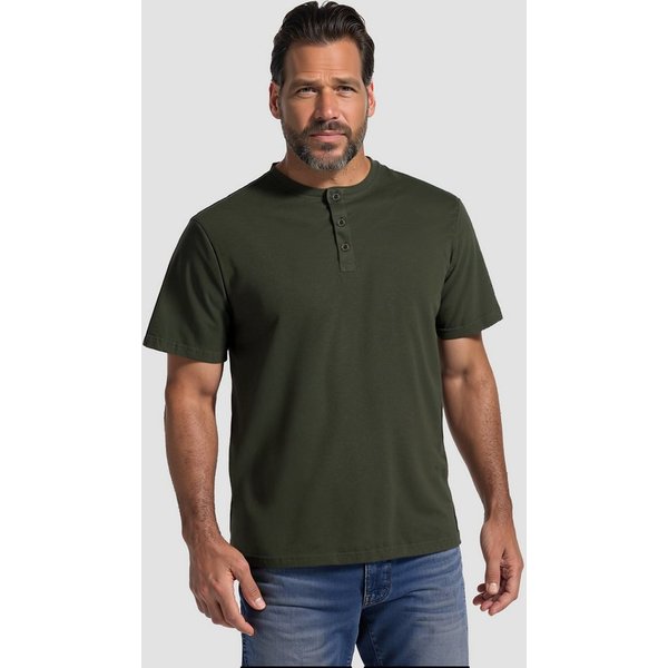 JP1880 T-Shirt Henley Basic Knopfleiste Halbarm