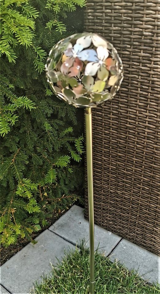 Jürgen Bocker - Gartenambiente Gartenstecker Rosenkugel Flower Edelstahl matt mit Stab 80 cm – Bild 2 von 5