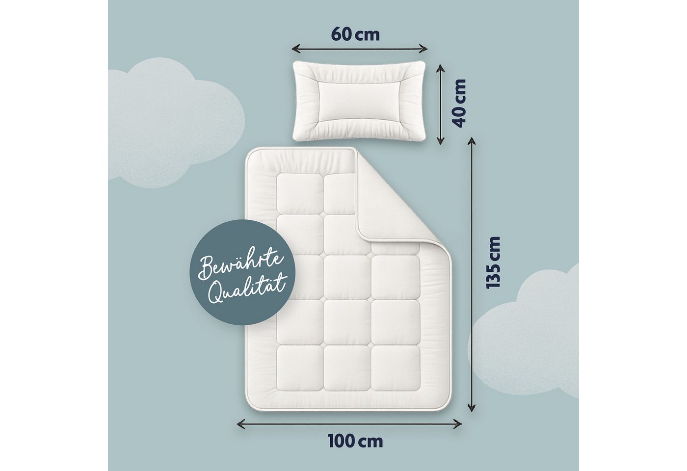 Julius Zöllner Kindersteppbett + Kopfkissen Basic, Füllung: 100% Polyester, für das ganze Jahr – Bild 3 von 5