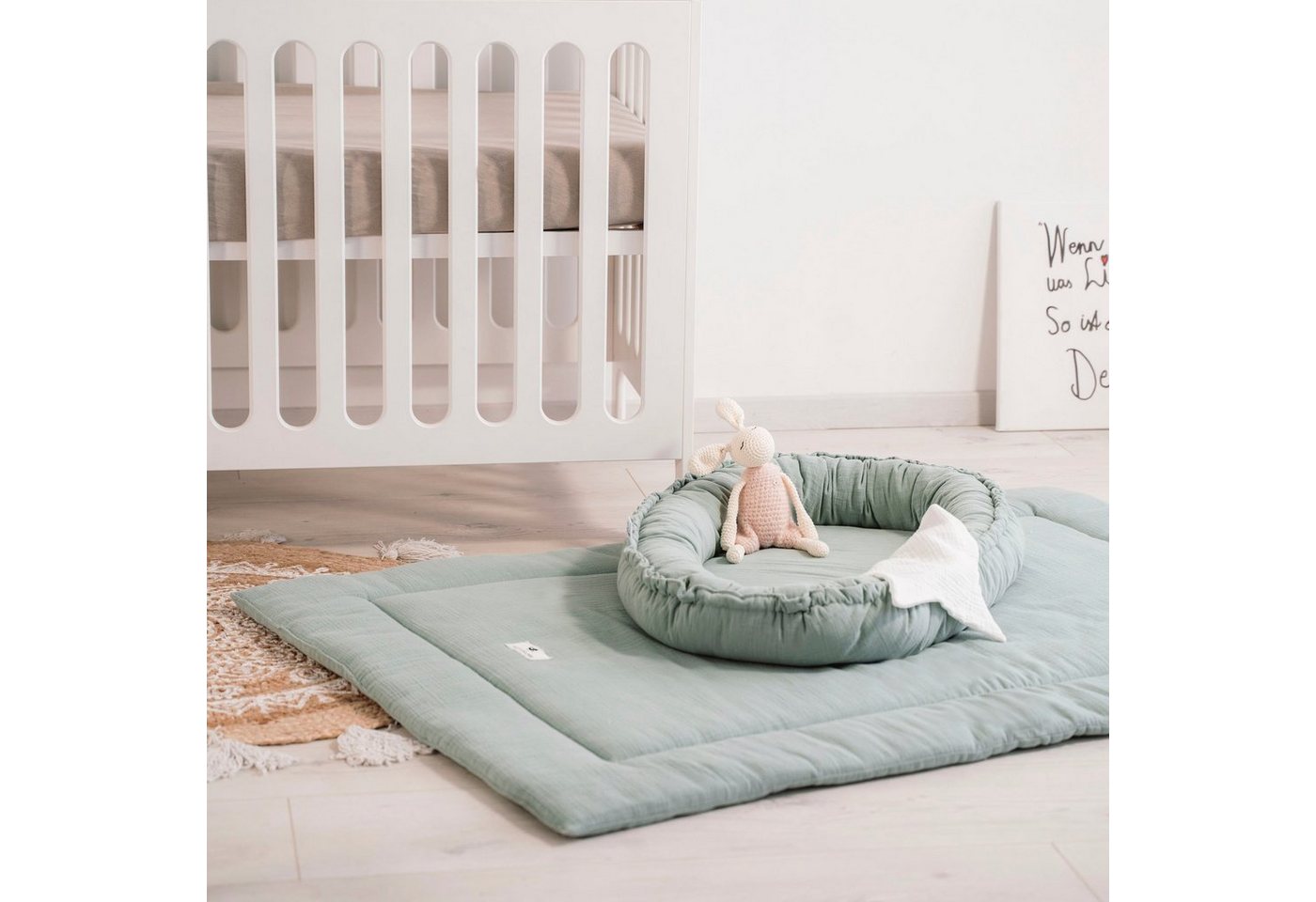 Julius Zöllner Kuschelnest NIDO, Musselin grün, Made in Germany – Bild 3 von 5