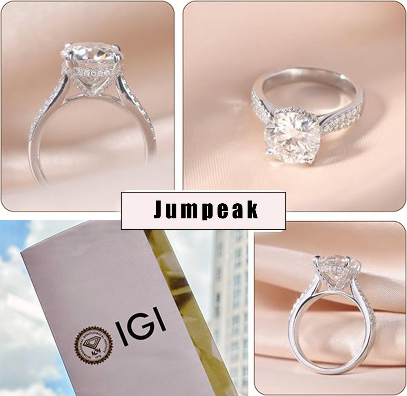 Jumpeak Diamantring 0,5ct~2ct E VS Lab Grown Diamant Ring,14K Gold,Verlobungsring, Jubiläumsring,Hochzeitsgeschenk,Geburtstag,Kommunion Geschenk – Bild 2 von 5