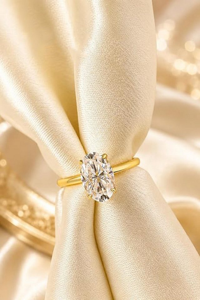 Jumpeak Diamantring 3ct VS1,lab grown diamant ring,verlobungsring,damen geschenk, 2EX Eheringe,liebes geschenk für sie,geschenk ideen für frau,14K Gold – Bild 3 von 5