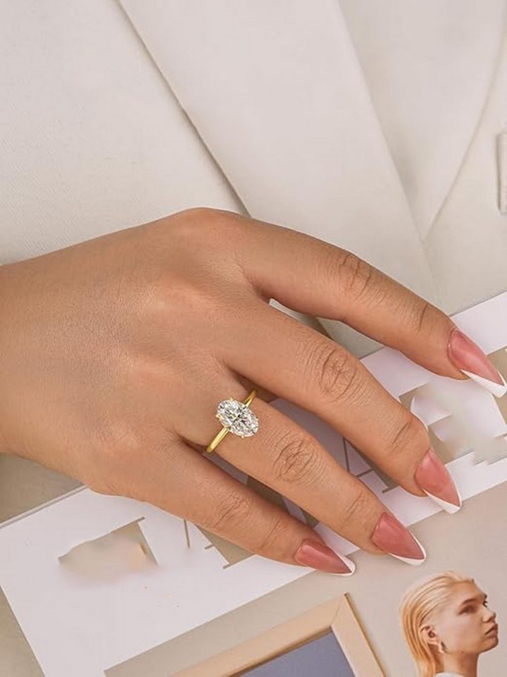 Jumpeak Diamantring 3ct VS1,lab grown diamant ring,verlobungsring,damen geschenk, 2EX Eheringe,liebes geschenk für sie,geschenk ideen für frau,14K Gold – Bild 4 von 5